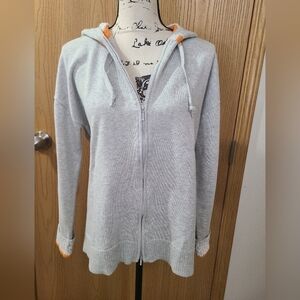 Edinburgh Knitwear Pima Cotton Leopard Print Cuff Zip Hooded Sweater Sweatshirt